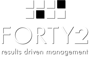 The logo for forty 2 Apartment Property Management.